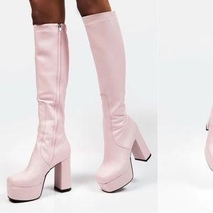 Dolls Kill - Pink - Whatta Showdown knee high boot - SIZE 5
